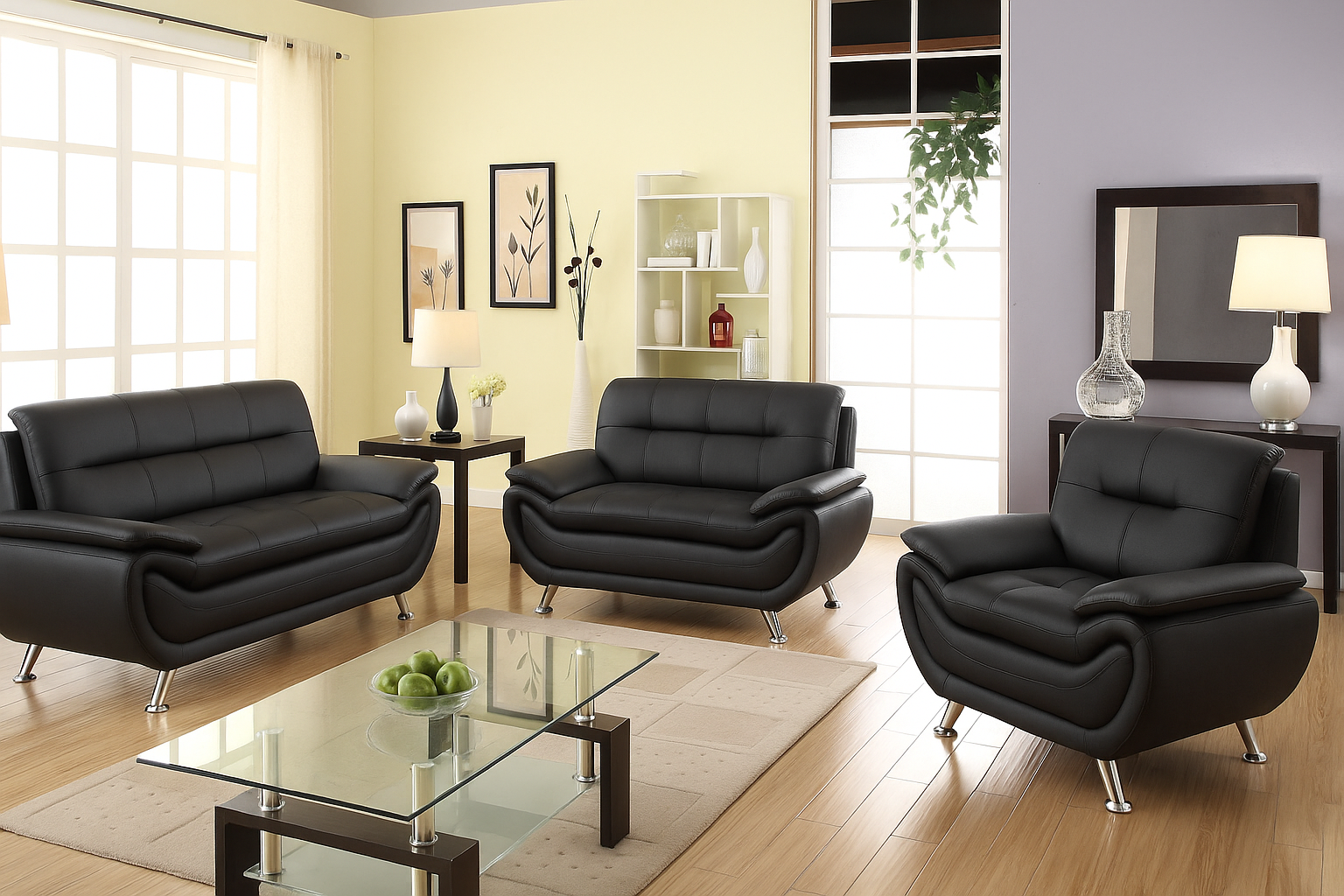 Modern Faux Leather Sofa Set 3+2+1