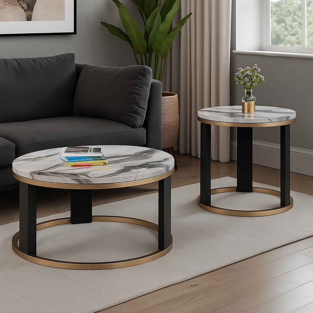 Bogor Round Cocktail Table & Round End Table