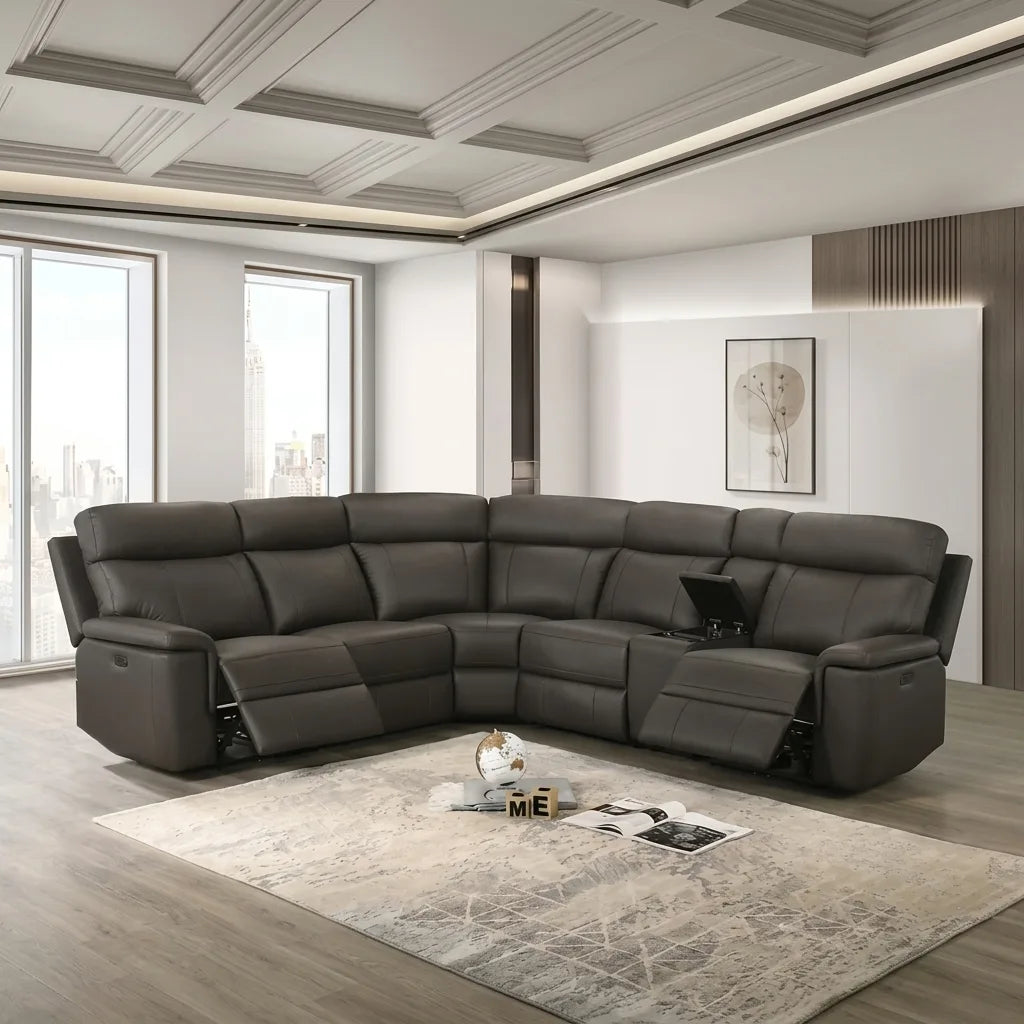 IF-8500 Chocolate Brown Power Recliner Sectional