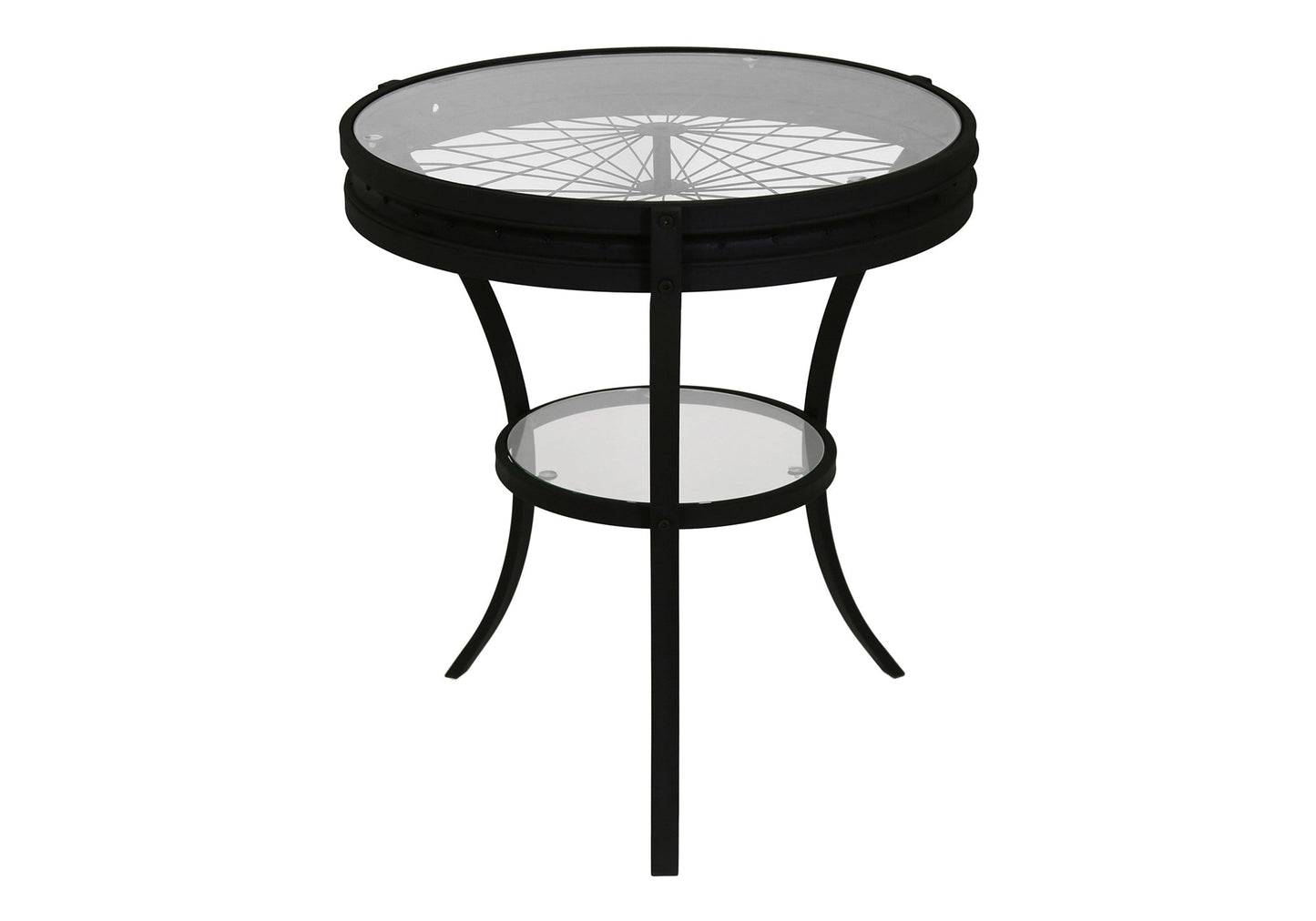 ACCENT TABLE - 22"DIA / BLACK WITH TEMPERED GLASS