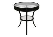 ACCENT TABLE - 22"DIA / BLACK WITH TEMPERED GLASS