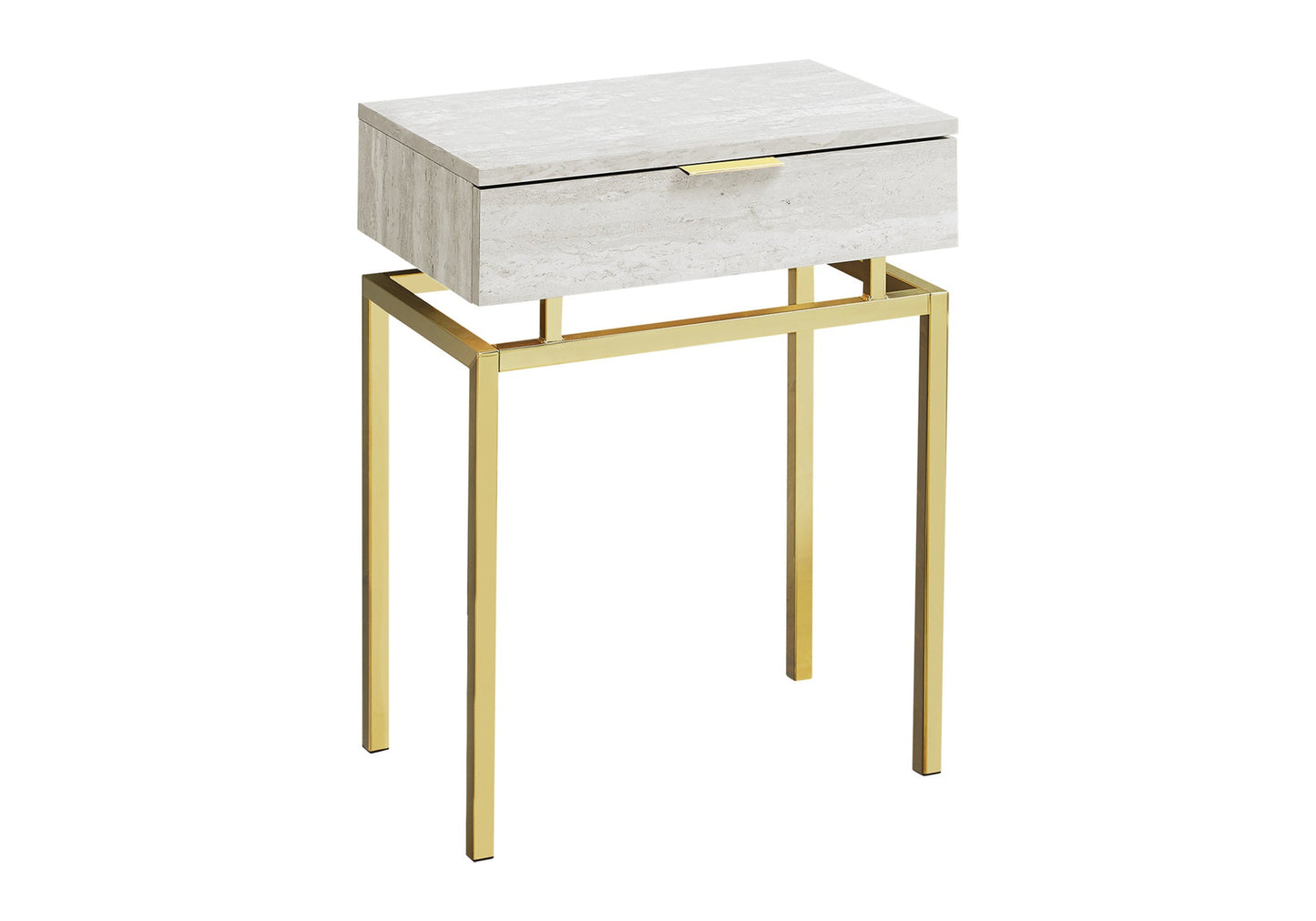 ACCENT TABLE - 24"H / BEIGE MARBLE / GOLD METAL
