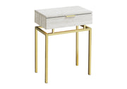 ACCENT TABLE - 24"H / BEIGE MARBLE / GOLD METAL