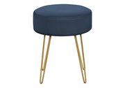 OTTOMAN - BLUE FABRIC / GOLD METAL LEGS