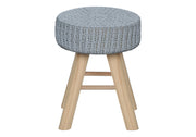 OTTOMAN - GREY KNIT / NATURAL WOOD LEGS