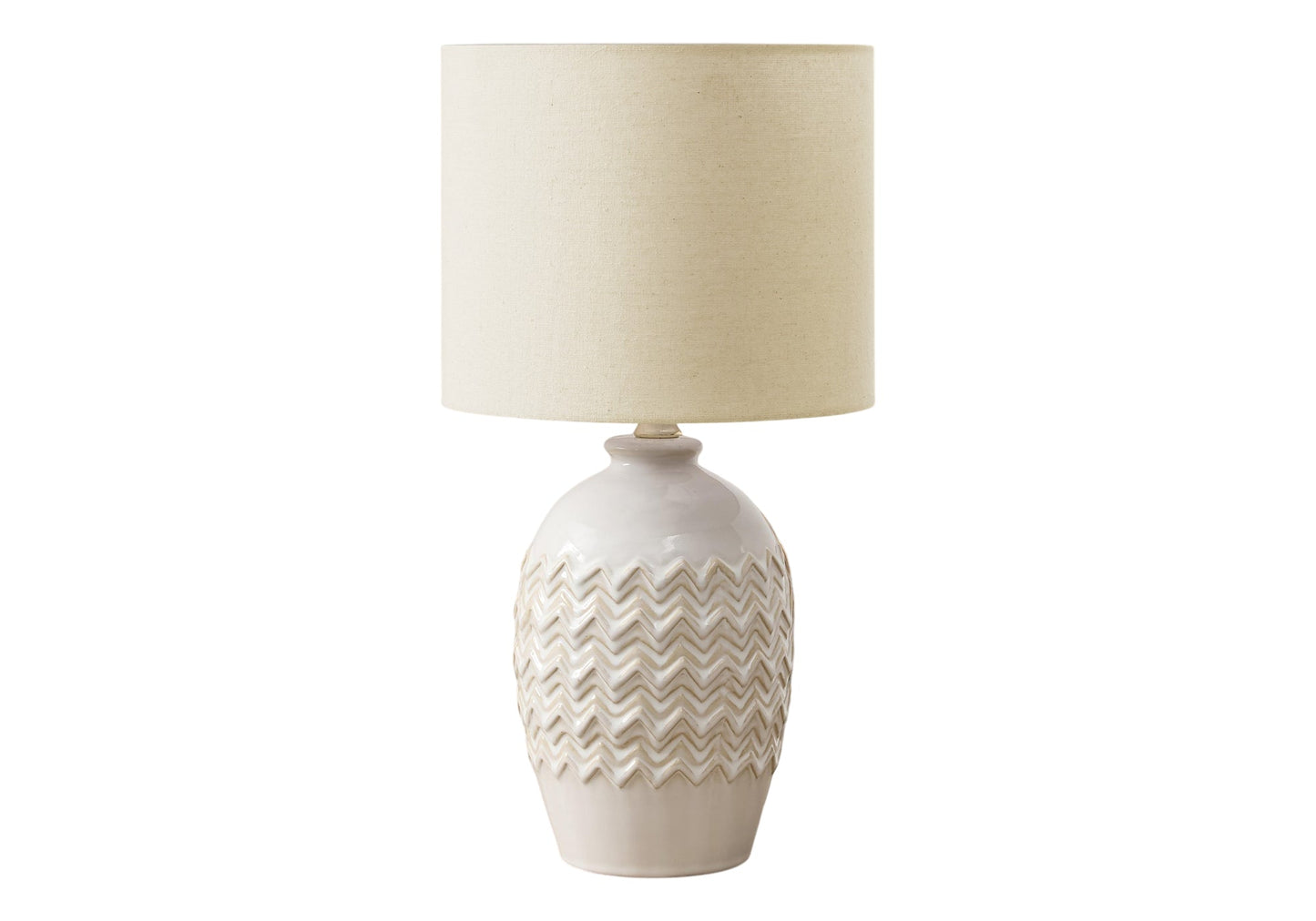 LIGHTING - 19"H TABLE LAMP IVORY CERAMIC / BEIGE SHADE