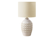 LIGHTING - 19"H TABLE LAMP IVORY CERAMIC / BEIGE SHADE