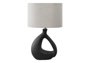 LIGHTING - 23"H TABLE LAMP BLACK RESIN / GREY SHADE