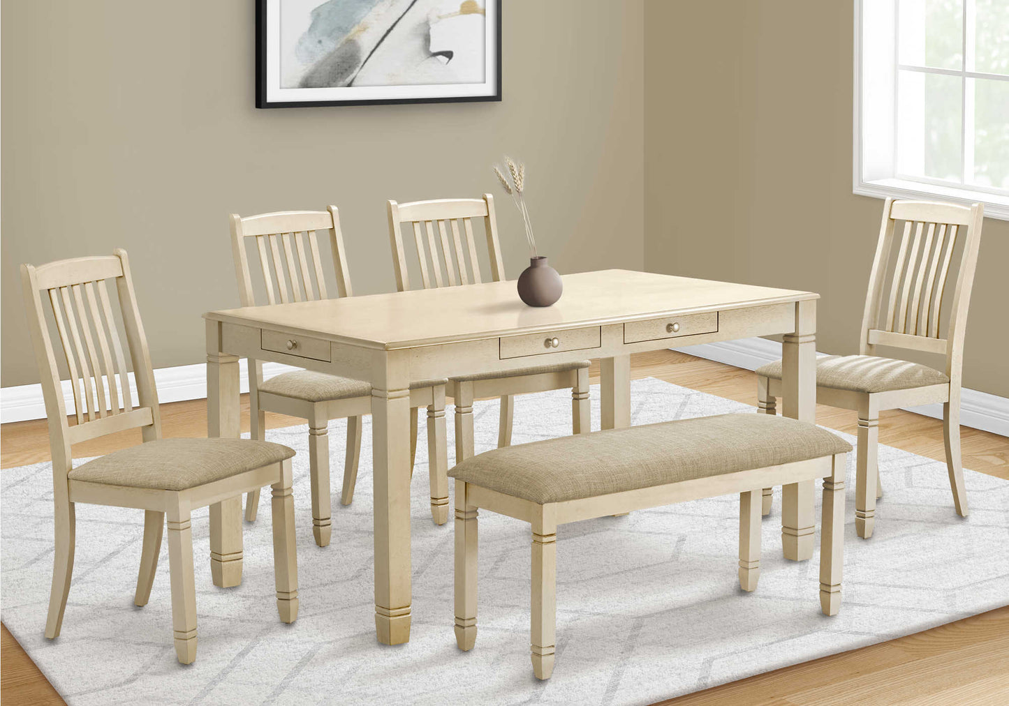 DINING TABLE - ANTIQUE GREY VENEER 36"X 60"