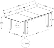 DINING TABLE - BROWN WALNUT 36"X 72"/ 18" EXTENSION PANEL