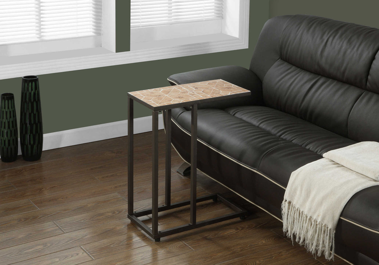 ACCENT TABLE - TERRACOTTA TILE TOP / HAMMERED BROWN