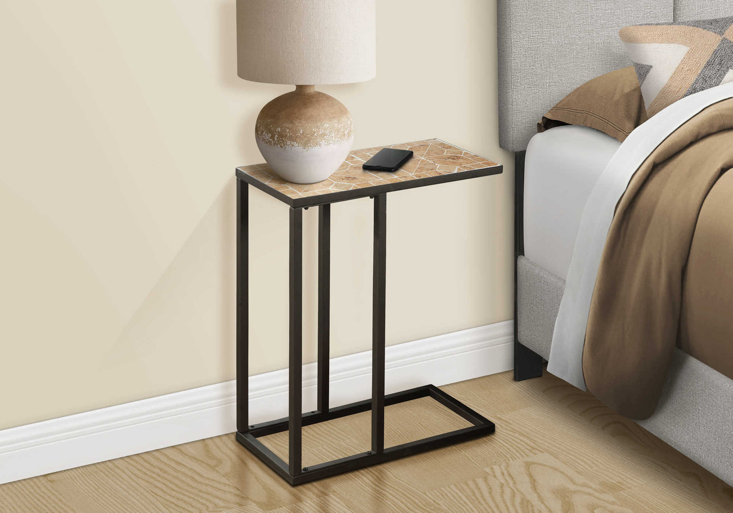 ACCENT TABLE - TERRACOTTA TILE TOP / HAMMERED BROWN