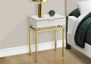 ACCENT TABLE - 24"H / BEIGE MARBLE / GOLD METAL