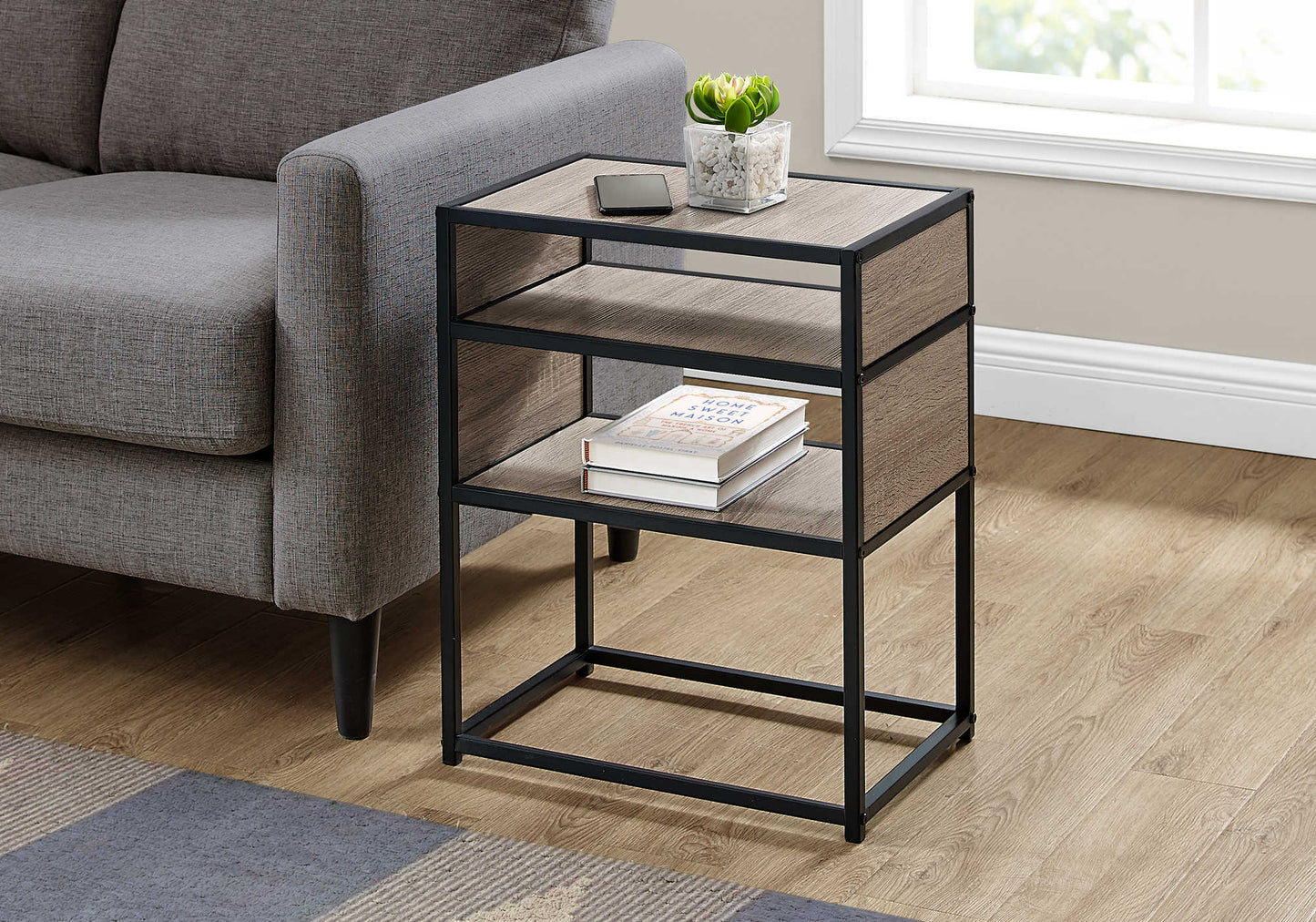 ACCENT TABLE - 25"H / DARK WALNUT VENEER END TABLE