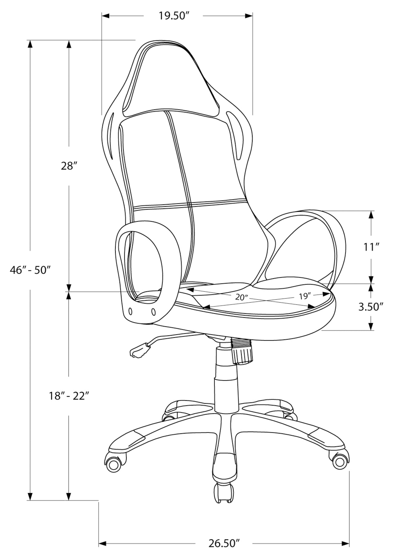 OFFICE CHAIR - BLACK / RED FABRIC / MULTI POSITION
