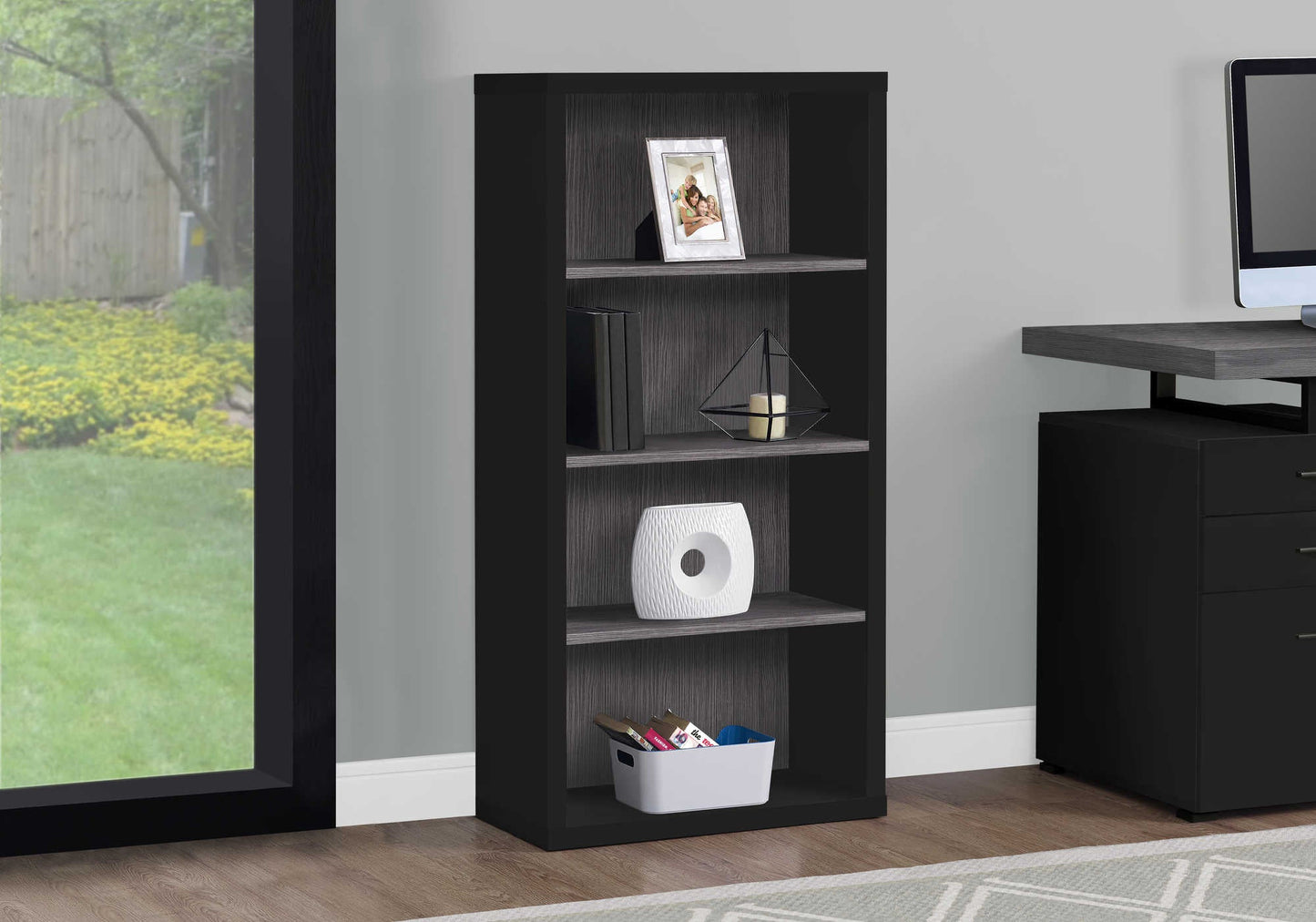 48" White Bookcase with Adjustable Shelves