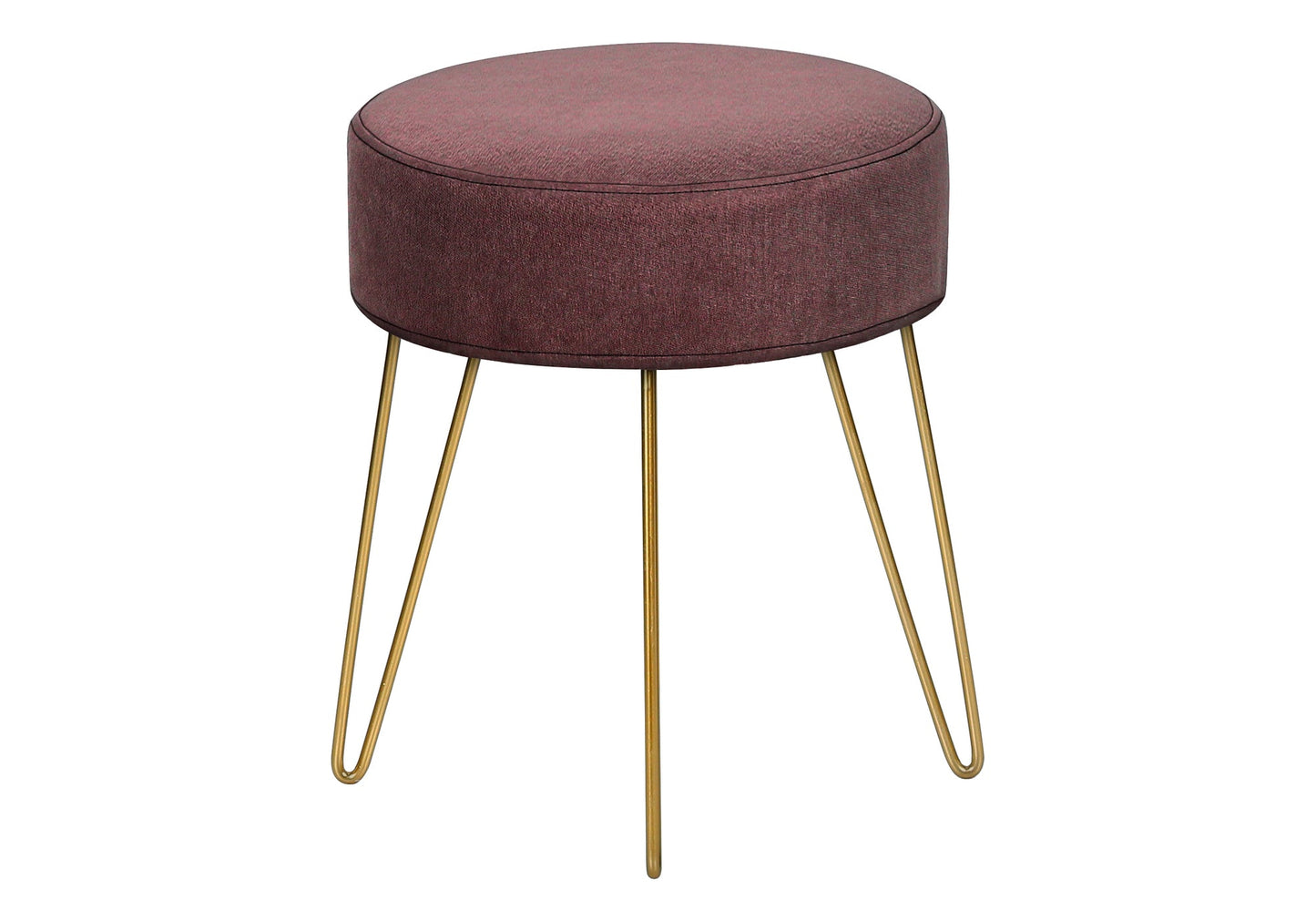 OTTOMAN - BLUE FABRIC / GOLD METAL LEGS