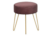 OTTOMAN - BLUE FABRIC / GOLD METAL LEGS