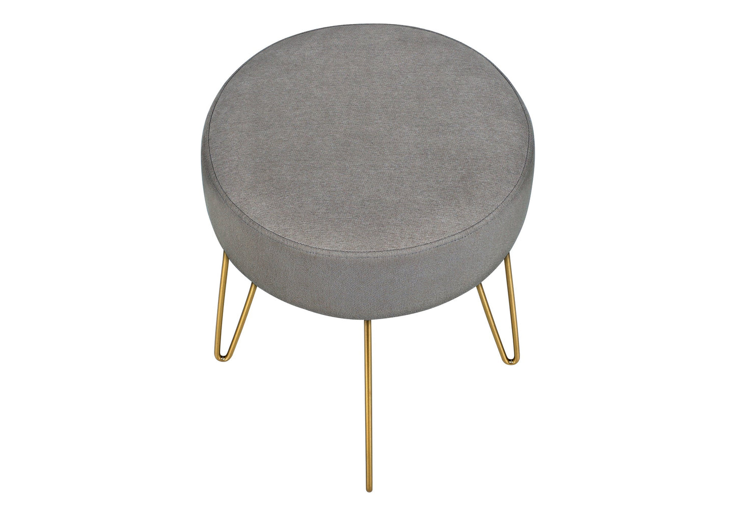 OTTOMAN - BLUE FABRIC / GOLD METAL LEGS