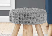 OTTOMAN - GREY KNIT / NATURAL WOOD LEGS
