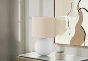 LIGHTING - 16"H TABLE LAMP CREAM CERAMIC / BEIGE SHADE
