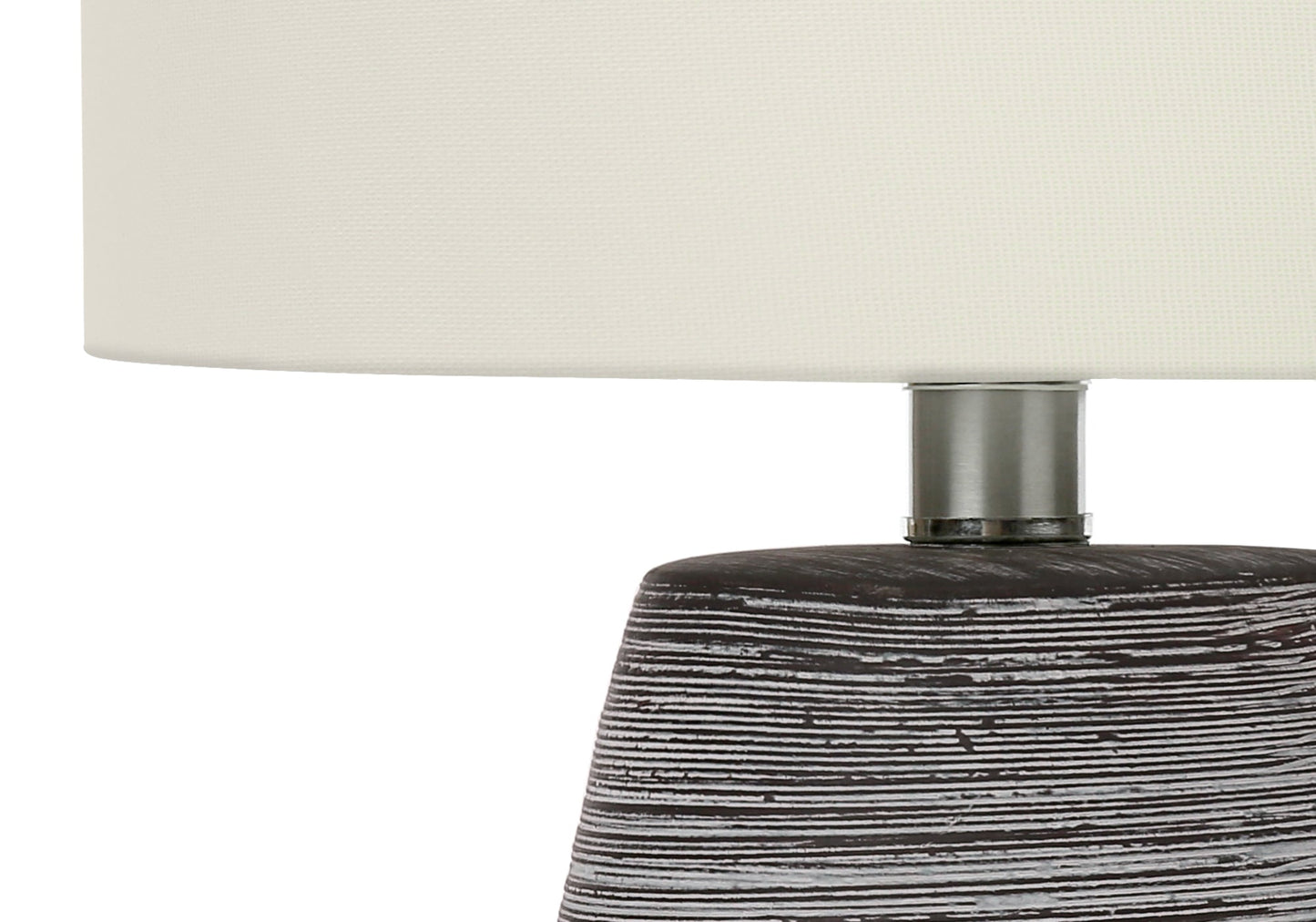 LIGHTING - 19"H TABLE LAMP GREY CERAMIC / IVORY SHADE
