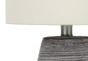 LIGHTING - 19"H TABLE LAMP GREY CERAMIC / IVORY SHADE