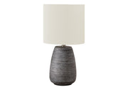 LIGHTING - 19"H TABLE LAMP GREY CERAMIC / IVORY SHADE