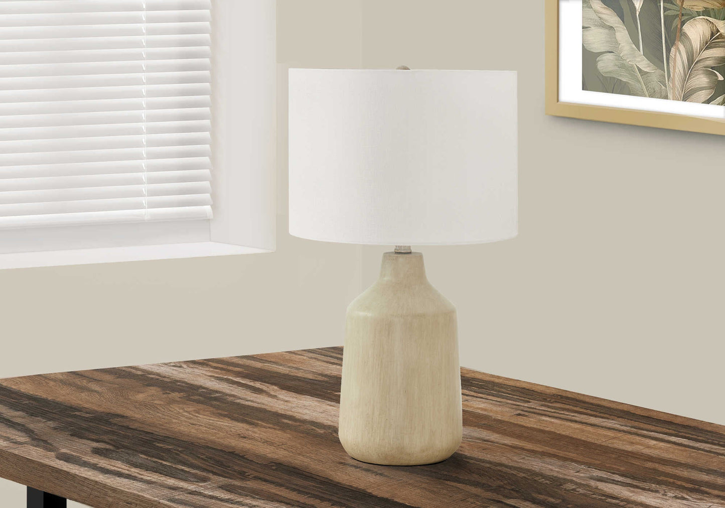 LIGHTING - 24"H TABLE LAMP BLACK CONCRETE / GREY SHADE