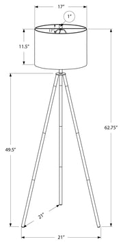 LIGHTING - 63"H TRIPOD FLOOR LAMP BRASS METAL / IVORY