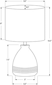 LIGHTING - 17"H TABLE LAMP CREAM CERAMIC / IVORY SHADE