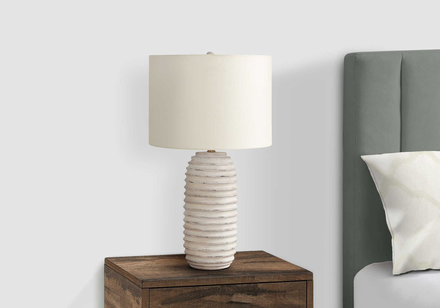 LIGHTING - 28"H TABLE LAMP CREAM RESIN / IVORY SHADE