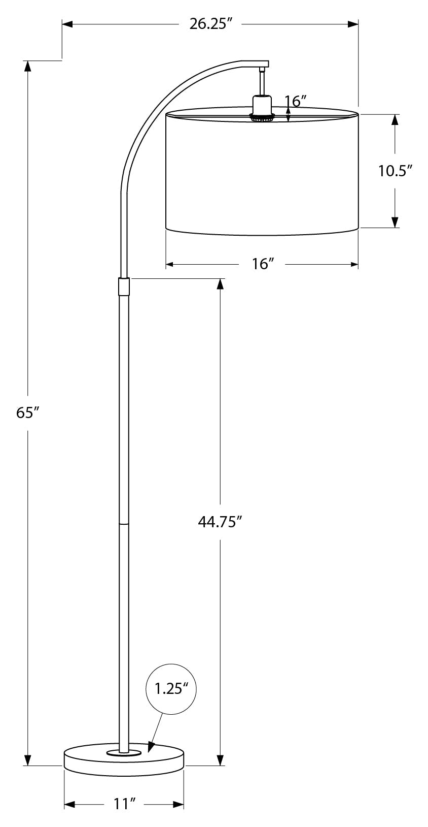 LIGHTING - 65"H ARC FLOOR LAMP BRASS METAL / IVORY