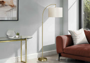 LIGHTING - 65"H ARC FLOOR LAMP BRASS METAL / IVORY
