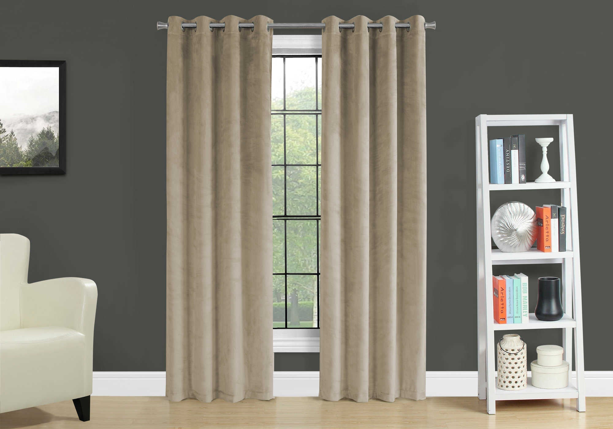 CURTAIN PANEL - 2PCS / 52"W X 84"H BEIGE ROOM DARKENING