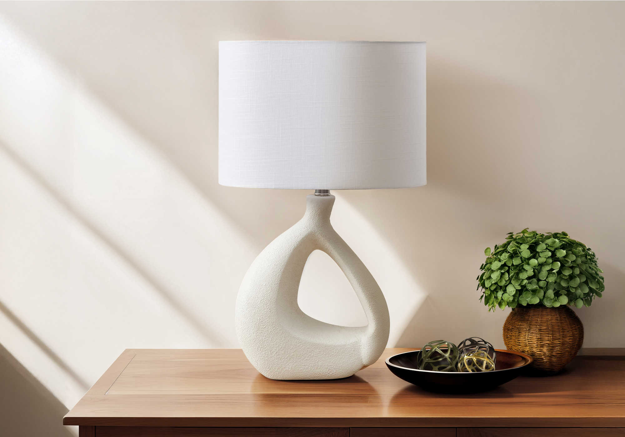 LIGHTING - 23"H TABLE LAMP BLACK RESIN / GREY SHADE