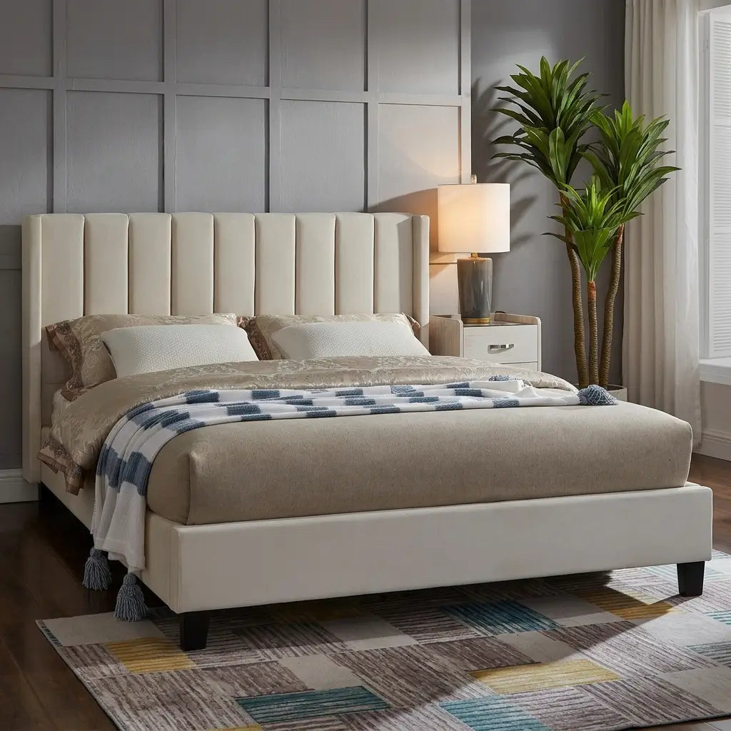 Vertical Channel Velvet Bed