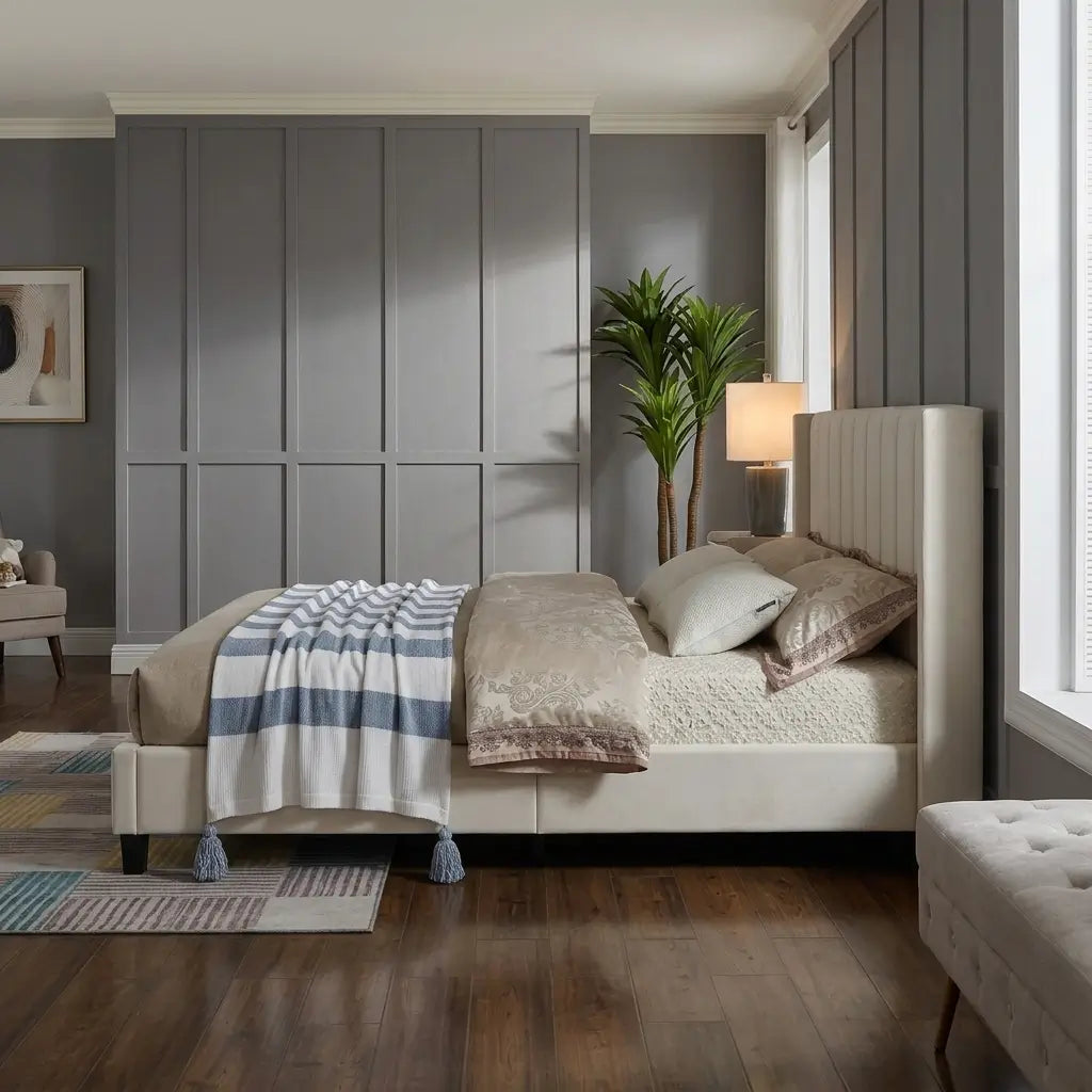 Vertical Channel Velvet Bed