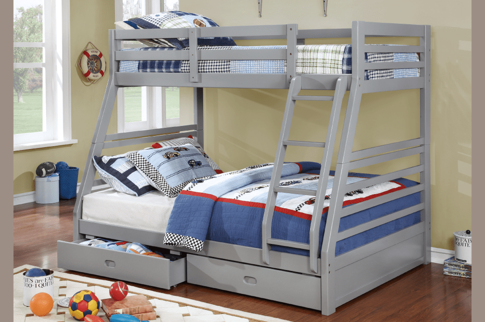 Drawer bunk bed single over double wooden