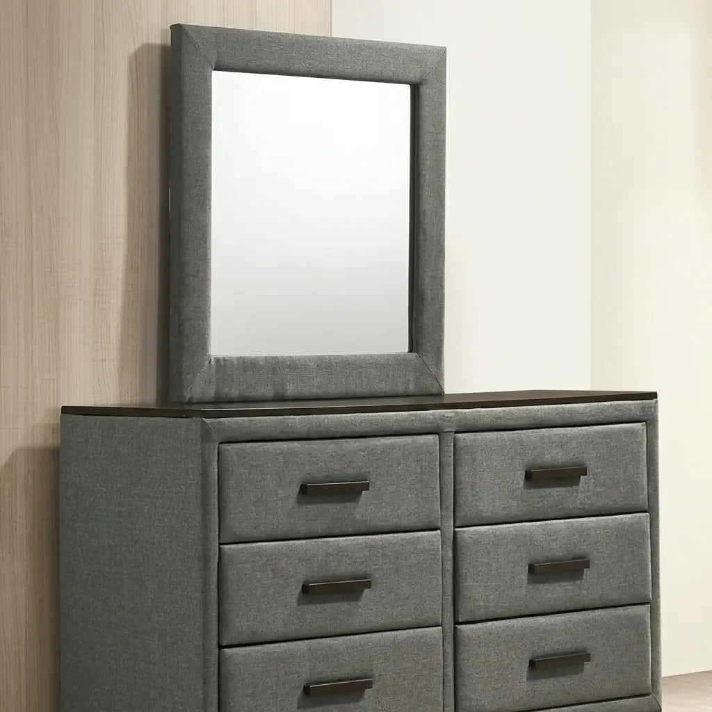 Dylan grey fabric chest with drawers