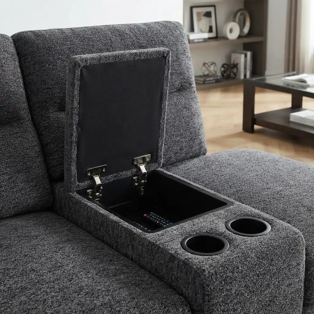 sectional sofa with lift-top chaise and hidden storage